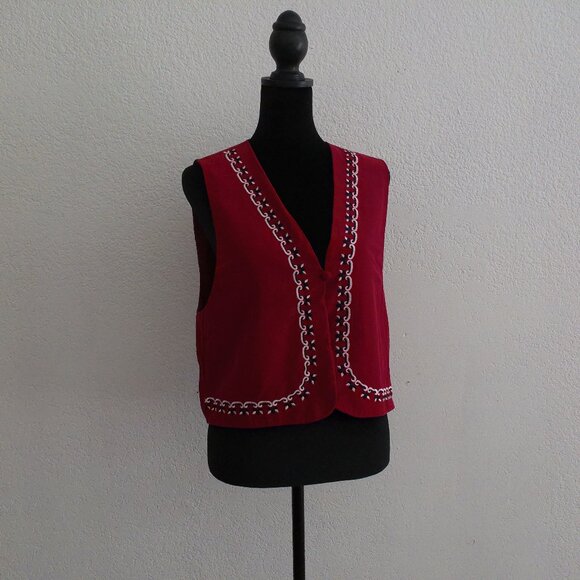 Diane Von Furstenberg, Red Vest, 100% silk, with embroidered detail - Picture 5 of 11